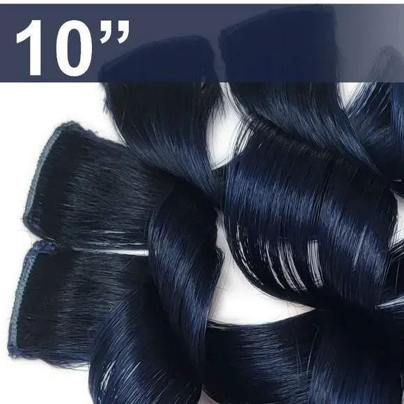 Dark Blue Real Human Hair Extensions Clip in Galaxy Oilslick Hairstyles Amazon.com : RUNATURE Blue Clip in Hair Extensions Real  main image 2